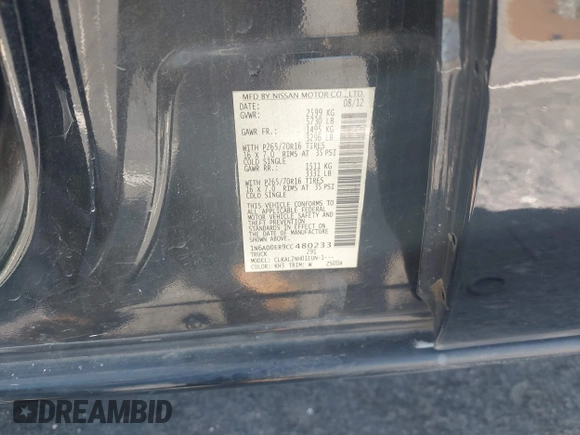 2012 Nissan Frontier SV с VIN 1N6AD0ER9CC480233, выставлен на аукционе IAAI как лот 42332945 с пробегом 104 106 миль миль и . История ставок и продаж доступна на DreamBid. Изображение 9.