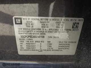 2014 Chevrolet Silverado 1500 Work Truck with VIN 3GCPCPEC3EG147708, listed as a IAAI auction lot 41787585 with 177,361 mi miles. Bid and sale history available at carsss.com. Image 9.