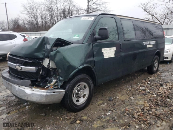 2009 Chevrolet Express Passenger with VIN 1GAHG39K091161470, listed as a Copart auction lot 43410435 with 59,850 mi miles and Salvage Title. Bid and sale history available at carsss.com. Image 1.