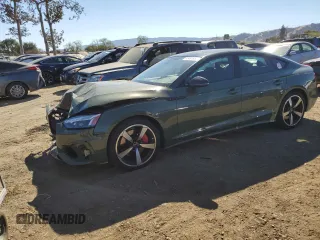 2022 Audi A5 Sportback S line Premium Plus with VIN WAUFACF55NA040195, listed as a Copart auction lot 77491854 with 9,885 mi miles and Salvage Title. Bid and sale history available at carsss.com. Image 1.