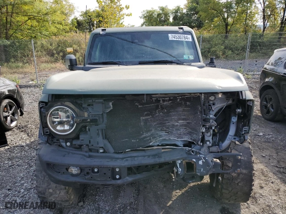 2021 Ford Bronco with VIN 1FMDE5AH7MLA79865, listed as a Copart auction lot 74530784 with 33,636 mi miles and Salvage Title. Bid and sale history available at carsss.com. Image 5.