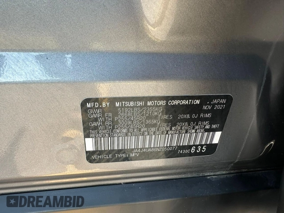 2022 Mitsubishi Outlander SE z VIN JA4J4UA86NZ050077, wystawiony jako Copart lot #61336925 z przebiegiem 78 783 mil mil oraz Czysty tytuł • Clean title. Historia ofert i sprzedaży dostępna na DreamBid. Obrazek 10.