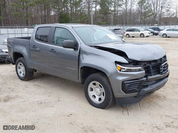 2021 Chevrolet Colorado 4WD Work Truck with VIN 1GCGTBENXM1143107, listed as a IAAI auction lot 41152936 with 47,148 mi miles. Bid and sale history available at carsss.com. Image 1.