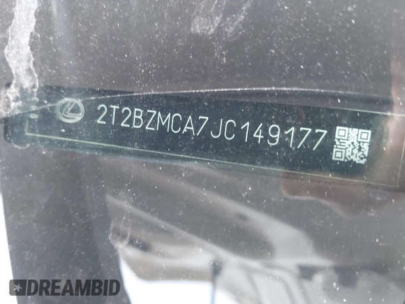 2018 Lexus RX 350 with VIN 2T2BZMCA7JC149177, listed as a IAAI auction lot 42433257 with 66,611 mi miles and . Bid and sale history available at DreamBid. Image 9.