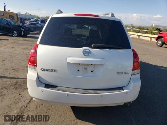 2005 Nissan Quest SL with VIN 5N1BV28U55N137275, listed as a Copart auction lot 72023734 with 0 mi miles and Salvage Title. Bid and sale history available at carsss.com. Image 6.