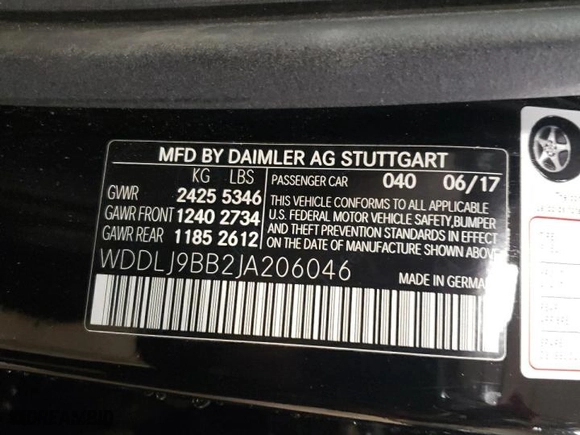 2018 Mercedes-Benz CLS with VIN WDDLJ9BB2JA206046, listed as a Copart auction lot 80287023 with 0 mi miles. Bid and sale history available at carsss.com. Image 12.