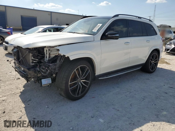 2021 Mercedes-Benz GLS 580 with VIN 4JGFF8GE0MA430227, listed as a Copart auction lot 63178364 with 44,051 mi miles and Salvage Title. Bid and sale history available at DreamBid. Image 1.