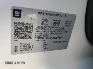2020 GMC Yukon XL SLT with VIN 1GKS1GKC0LR160258, listed as a Copart auction lot 76796114 with 0 mi miles and Salvage Title. Bid and sale history available at carsss.com. Image 14.