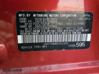 2013 Mitsubishi Outlander SE with VIN JA4JT3AW9DU021003, listed as a Copart auction lot 44249215 with 0 mi miles and Clean Title. Bid and sale history available at carsss.com. Image 13.