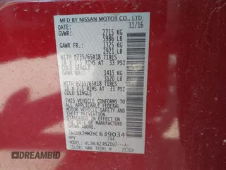 2017 Nissan Pathfinder SL with VIN 5N1DR2MM2HC639034, listed as a IAAI auction lot 42099685 with 90,935 mi miles. Bid and sale history available at carsss.com. Image 9.