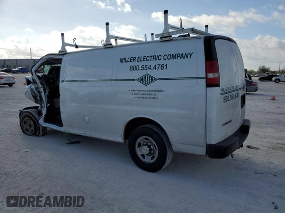 2023 Chevrolet Express Cargo with VIN 1GCWGAFP2P1212130, listed as a Copart auction lot 45228605 with Not provided miles and Non repairable. Bid and sale history available at DreamBid. Image 2.