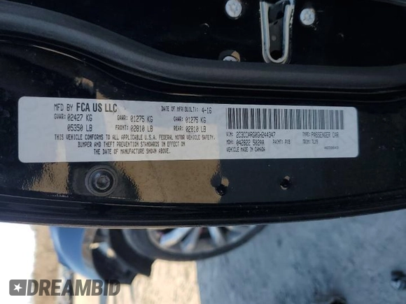 2016 Chrysler 300 Anniversary Edition with VIN 2C3CCARG0GH244347, listed as a Copart auction lot 45363285 with 87,864 mi miles and Salvage Title. Bid and sale history available at DreamBid. Image 13.
