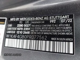 2023 Mercedes-Benz C 300 with VIN W1KAF4GB0PR077562, listed as a IAAI auction lot 41668553 with 18,888 mi miles and . Bid and sale history available at DreamBid. Image 9.