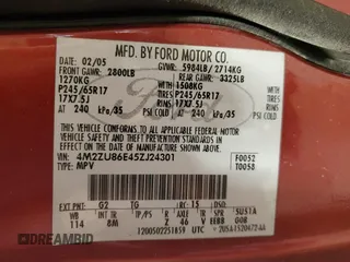 2005 Mercury Mountaineer with VIN 4M2ZU86E45ZJ24301, listed as a Copart auction lot 83384374 with 259,426 mi miles and Salvage title. Bid and sale history available at DreamBid. Image 13.
