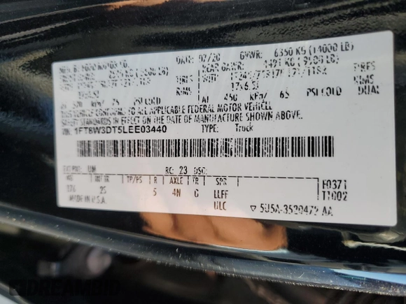 2020 Ford F-350 XL с VIN 1FT8W3DT5LEE03440, выставлен на аукционе Copart как лот 48401475 с пробегом 213 264 миль миль и Списание • Salvage title. История ставок и продаж доступна на DreamBid. Изображение 12.