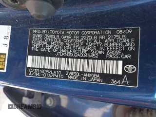 2010 Toyota Prius II with VIN JTDKN3DU2A0045452, listed as a IAAI auction lot 42149310 with 211,759 mi miles. Bid and sale history available at carsss.com. Image 9.