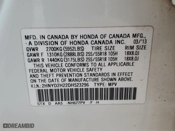 2013 Acura MDX with VIN 2HNYD2H22DH523296, listed as a Copart auction lot 47651025 with 156,796 mi miles and Clean Title. Bid and sale history available at carsss.com. Image 13.