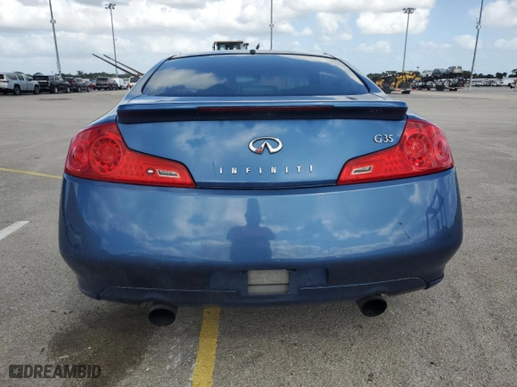2006 Infiniti G35 Coupe with VIN JNKCV54E86M707641, listed as a Copart auction lot 76129854 with 0 mi miles and Salvage Title. Bid and sale history available at carsss.com. Image 6.
