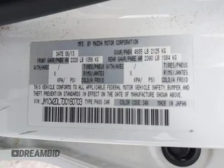 2013 Mazda Mazda5 Grand Touring with VIN JM1CW2DL7D0160703, listed as a IAAI auction lot 42050226 with 133,702 mi miles. Bid and sale history available at carsss.com. Image 9.