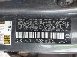 2008 Toyota Prius z VIN JTDKB20U783451406, wystawiony jako IAAI lot #42377114 z przebiegiem 325 465 mil mil oraz . Historia ofert i sprzedaży dostępna na DreamBid. Obrazek 9.