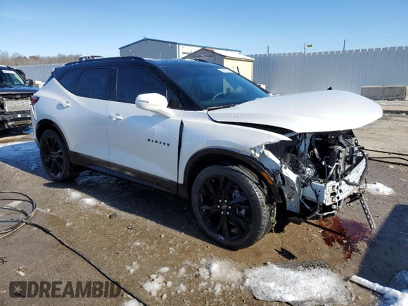 2022 Chevrolet Blazer RS with VIN 3GNKBKRS1NS152170, listed as a Copart auction lot 45322235 with 30,025 mi miles and Salvage title. Bid and sale history available at DreamBid. Image 4.