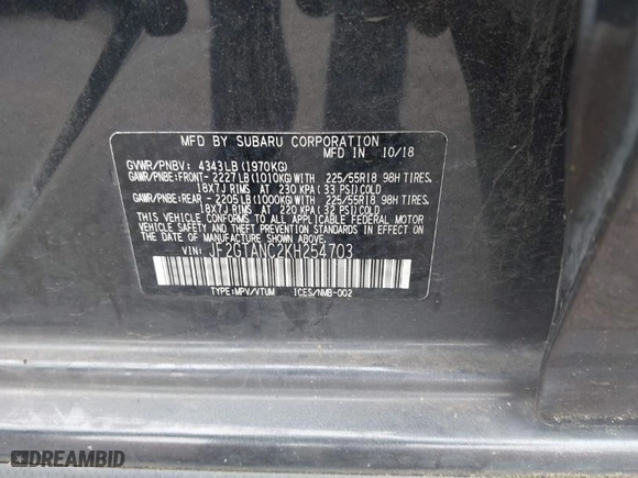 2019 Subaru Crosstrek Limited with VIN JF2GTANC2KH254703, listed as a IAAI auction lot 41911590 with 77,414 mi miles. Bid and sale history available at carsss.com. Image 9.
