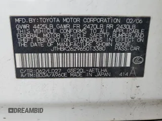 2006 Lexus IS 250 z VIN JTHBK262965013380, wystawiony jako Copart lot #58549385 z przebiegiem 129 686 mil mil oraz Tytuł czysty. Historia ofert i sprzedaży dostępna na DreamBid. Obrazek 12.
