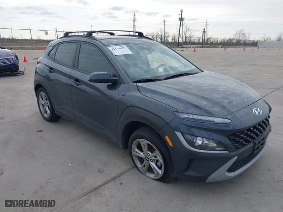 2022 Hyundai Kona SEL with VIN KM8K62AB5NU816460, listed as a IAAI auction lot 41576879 with 34,308 mi miles. Bid and sale history available at carsss.com. Image 1.