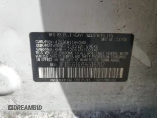 2009 Subaru Impreza i с VIN JF1GE616X9H516702, выставлен на аукционе Copart как лот 51707835 с пробегом 186 137 миль миль и Чистый • Clean title. История ставок и продаж доступна на DreamBid. Изображение 12.