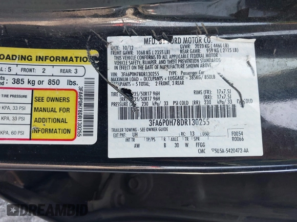 2013 Ford Fusion SE z VIN 3FA6P0H78DR130255, wystawiony jako IAAI lot #42631931 z przebiegiem 183 294 mil mil oraz . Historia ofert i sprzedaży dostępna na DreamBid. Obrazek 9.