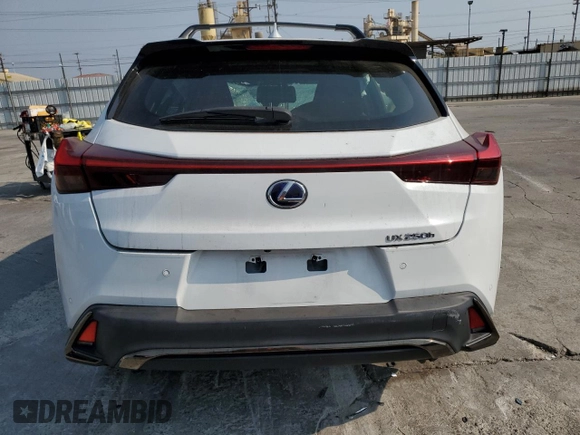 2022 Lexus UX 250h F Sport with VIN JTHE9JBHXN2057983, listed as a Copart auction lot 71456654 with 27,367 mi miles and Salvage Title. Bid and sale history available at DreamBid. Image 6.