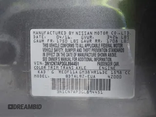2016 Nissan Versa S с VIN 3N1CN7AP3GL894451, выставлен на аукционе IAAI как лот 41932839 с пробегом 104 048 миль миль и . История ставок и продаж доступна на DreamBid. Изображение 9.