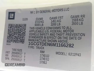 2021 Chevrolet Colorado 4WD Z71 with VIN 1GCGTDEN6M1166282, listed as a IAAI auction lot 40316921 with 35,515 mi miles and . Bid and sale history available at DreamBid. Image 9.