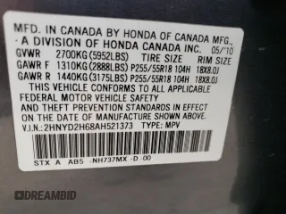 2010 Acura MDX Technology with VIN 2HNYD2H68AH521373, listed as a Copart auction lot 54653965 with Not Provided miles and Salvage Title. Bid and sale history available at carsss.com. Image 13.