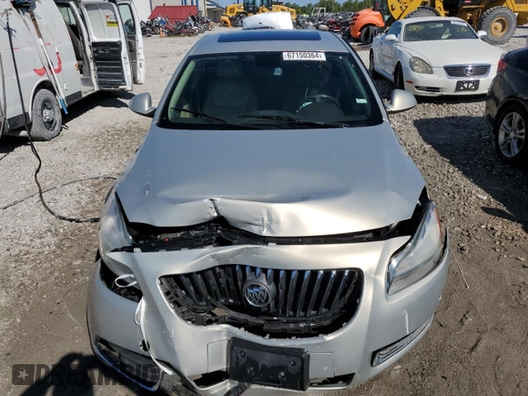 2011 Buick Regal CXL Turbo TO2 with VIN W04GW5EV8B1074336, listed as a Copart auction lot 67150364 with Not provided miles and Salvage title. Bid and sale history available at DreamBid. Image 5.