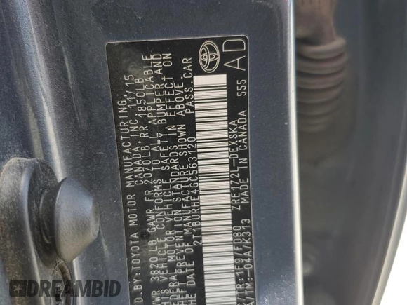 2016 Toyota Corolla L with VIN 2T1BURHE4GC563120, listed as a Copart auction lot 60828895 with 222,020 mi miles and Salvage title. Bid and sale history available at DreamBid. Image 12.