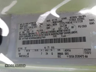 2010 Ford Econoline Cargo Commercial with VIN 1FTNE1EW0ADB02760, listed as a IAAI auction lot 42172900 with 503,058 mi miles. Bid and sale history available at carsss.com. Image 9.