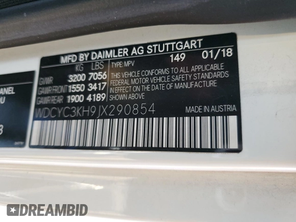 2018 Mercedes-Benz G with VIN WDCYC3KH9JX290854, listed as a Copart auction lot 72102102 with 43,968 mi miles and . Bid and sale history available at DreamBid. Image 12.