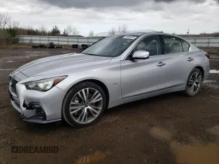 2019 Infiniti Q50 Luxe with VIN JN1EV7AR4KM551530, listed as a Copart auction lot 51800375 with 98,696 mi miles and Salvage title. Bid and sale history available at DreamBid. Image 1.