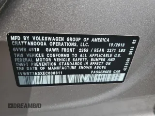2014 Volkswagen Passat SE z VIN 1VWBT7A3XEC038811, wystawiony jako Copart lot #55198795 z przebiegiem 119 497 mil mil oraz Szkoda całkowita • Salvage title. Historia ofert i sprzedaży dostępna na DreamBid. Obrazek 12.