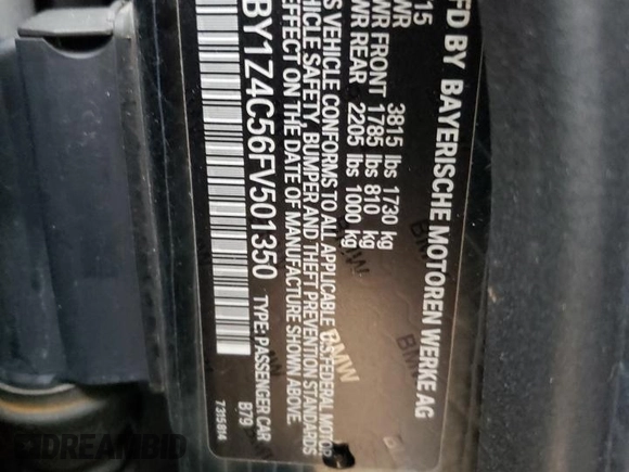 2015 BMW i3 z VIN WBY1Z4C56FV501350, wystawiony jako Copart lot #42556945 z przebiegiem 37 266 mil mil oraz Czysty tytuł • Clean title. Historia ofert i sprzedaży dostępna na DreamBid. Obrazek 12.