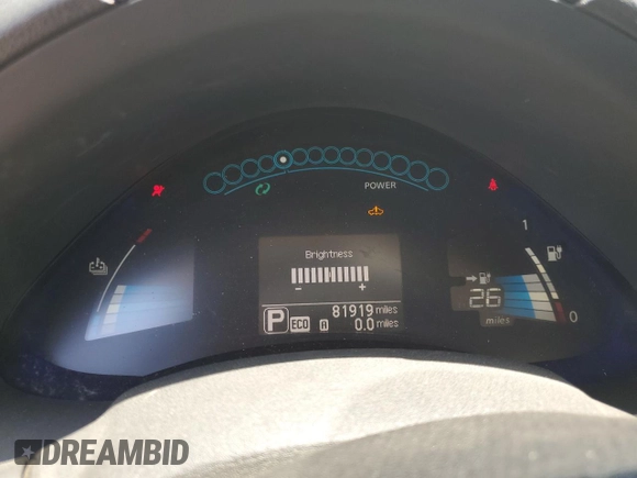 2013 Nissan LEAF SL with VIN 1N4AZ0CP2DC414815, listed as a Copart auction lot 60162715 with 81,919 mi miles and Salvage title. Bid and sale history available at DreamBid. Image 9.