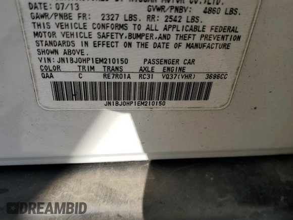 2014 Infiniti QX50 Journey with VIN JN1BJ0HP1EM210150, listed as a Copart auction lot 76231924 with 85,823 mi miles and Salvage Title. Bid and sale history available at carsss.com. Image 14.