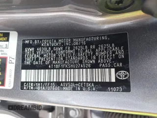 2017 Toyota Camry XLE with VIN 4T1BF1FK5HU274526, listed as a IAAI auction lot 41053540 with 137,102 mi miles and . Bid and sale history available at DreamBid. Image 9.