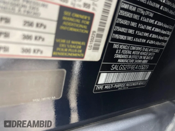 2014 Land Rover Range Rover Supercharged with VIN SALGS2TF6EA155229, listed as a Copart auction lot 52832355 with 95,369 mi miles and Salvage title. Bid and sale history available at DreamBid. Image 10.