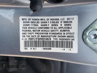 2017 Honda Civic Sedan EX-T with VIN 19XFC1F32HE014574, listed as a Copart auction lot 43198495 with 99,805 mi miles and Salvage Title. Bid and sale history available at carsss.com. Image 12.