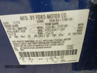 2013 Ford Edge SE с VIN 2FMDK3GC2DBB36420, выставлен на аукционе IAAI как лот 42790436 с пробегом 158 366 миль миль и . История ставок и продаж доступна на DreamBid. Изображение 9.