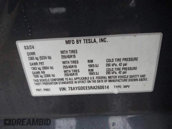 2024 Tesla Model Y Long Range z VIN 7SAYGDEE5RA260614, wystawiony jako IAAI lot #42191551 z przebiegiem 16 375 mil mil oraz . Historia ofert i sprzedaży dostępna na DreamBid. Obrazek 9.