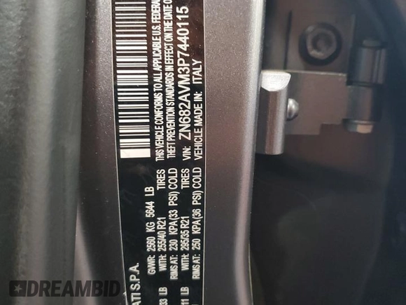 2023 Maserati Grecale Modena z VIN ZN682AVM3P7440115, wystawiony jako Copart lot #54240145 z przebiegiem Nie podano mil oraz Szkoda całkowita • Salvage title. Historia ofert i sprzedaży dostępna na DreamBid. Obrazek 14.