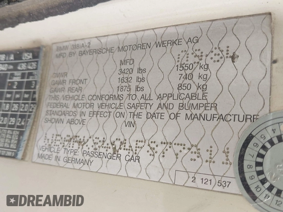 1985 BMW 3 Series с VIN WBAAK8404F8779112, выставлен на аукционе IAAI как лот 42752903 с пробегом 157 085 миль миль и . История ставок и продаж доступна на DreamBid. Изображение 9.